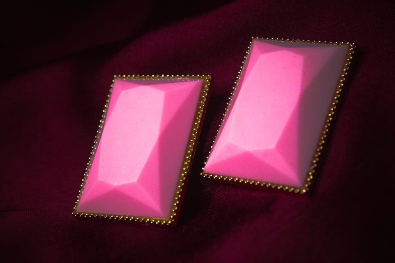 Bright Pink & Blue Jewel Earrings