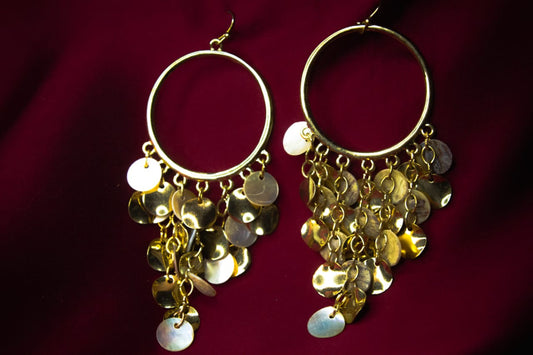 Bohemian Gold Disc Hoop Earrings